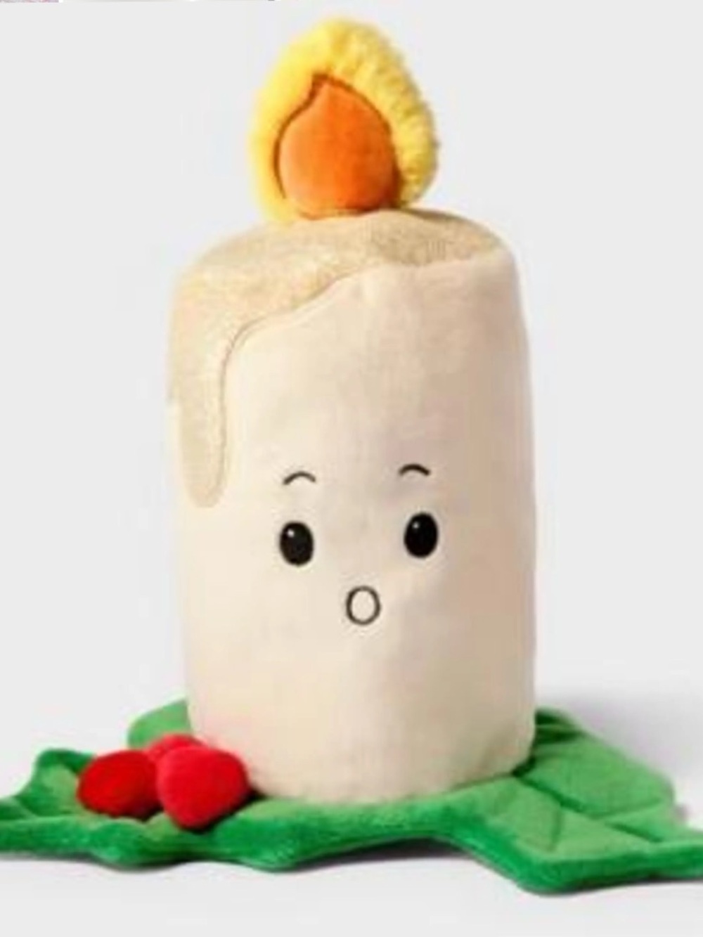NEW Gigglescape Yule Log Lit Candle w/Holly 7” Plush